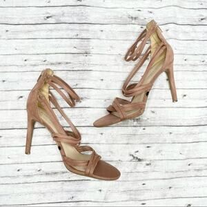 MARC FISHER High Heels Womens Size 8.5 Pink Strappy Suede Date Event Formal